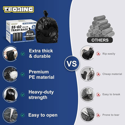 55-60 Gallon Trash Bags Heavy Duty 2.1 Mil - Image 2