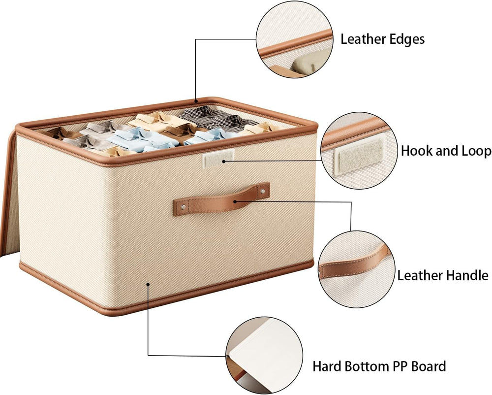 Tuza 4 Pack Storage Bins with Lids, Collapsible Closet Organizer Container, F...