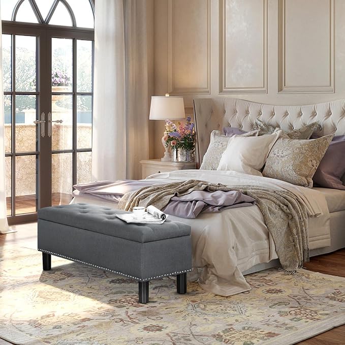 Furnimart 42.5 Inch Storage Ottoman Bench, Flip Top End of Bed Storage Bench - Image 3