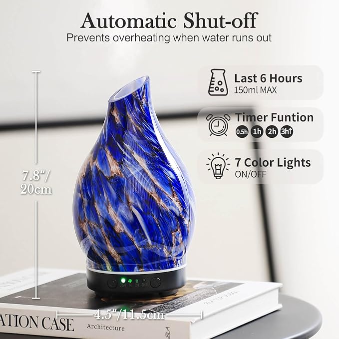 Porseme 150ml Essential Oil Diffuser Glass Color Changing Aroma Air Diffusers - Image 3