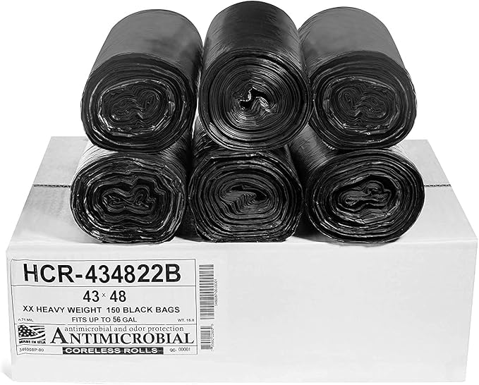 Aluf Plastics High Density Trash Bags, 56 Gallon, 22 Micron, by AlufPlastics