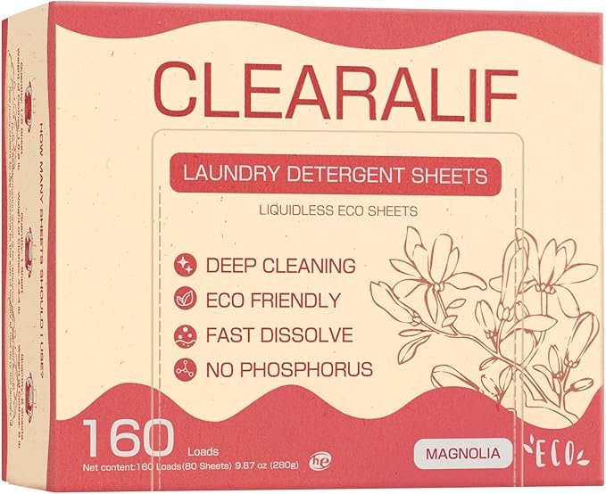 Laundry Detergent Sheets Up to 160 Loads, Magnolia by CLEARALIF
