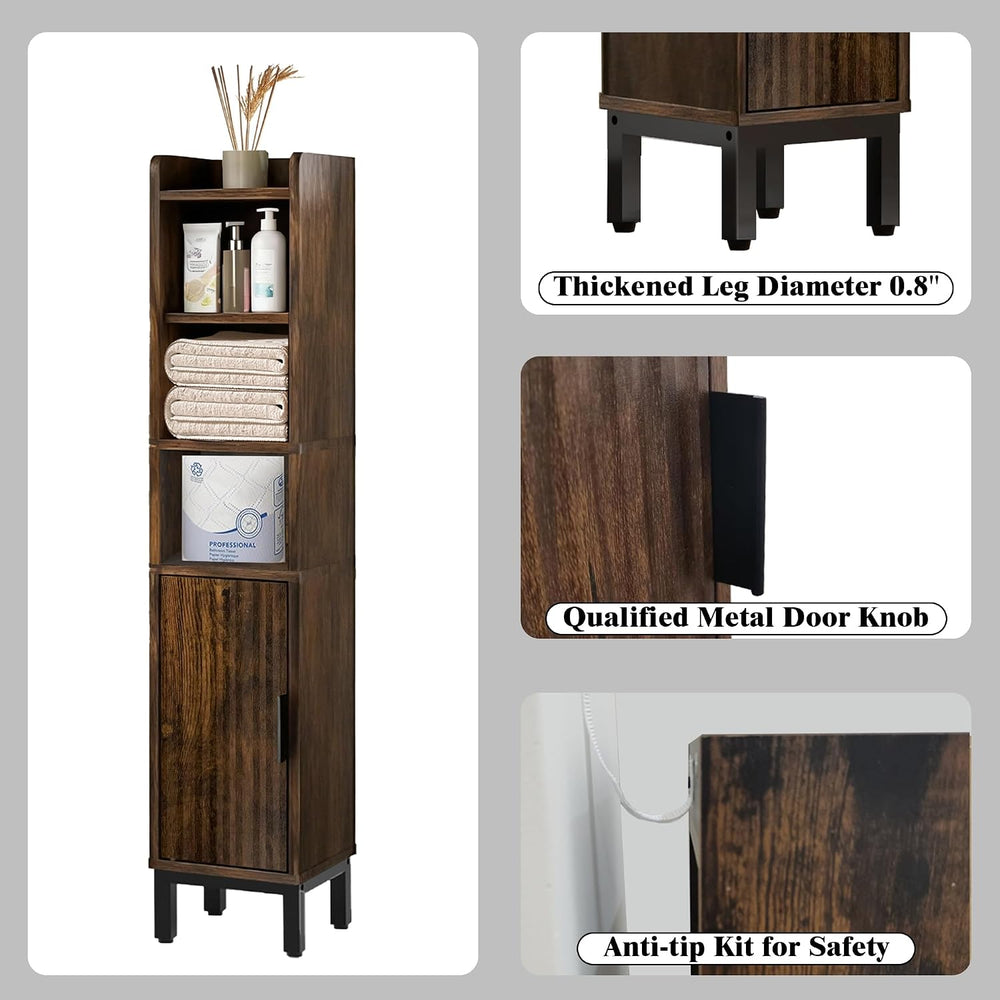 FerniTry Narrow Bathroom Storage Cabinet, Corner Toilet Paper Floor Cabinet 5...