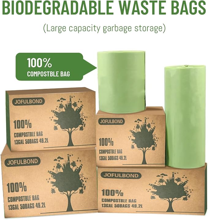 Biodegradable Compost Recycling Trash Bags, Compostable 13 Gallon Plastic Trash - Image 3