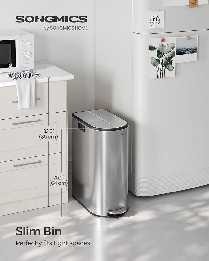 SONGMICS 13-Gallon Dual Kitchen Trash Can, 5.3 and 8 Gallon Compartments - Image 2