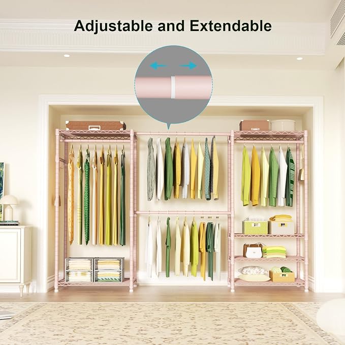 Ulif E1 Heavy Duty Closet Garment Rack, 6 Tiers Adjustable Metal Freestanding - Image 3