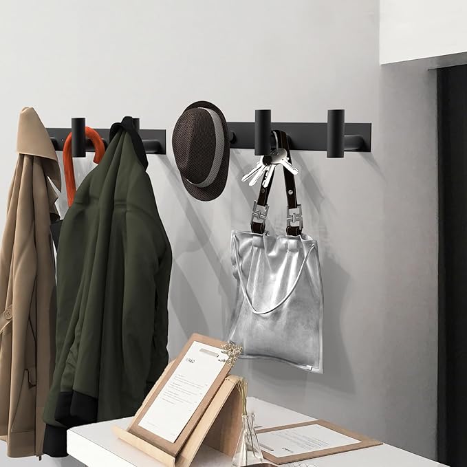 VAEHOLD Black Hat and Coat Wall Mount Rack - Image 5