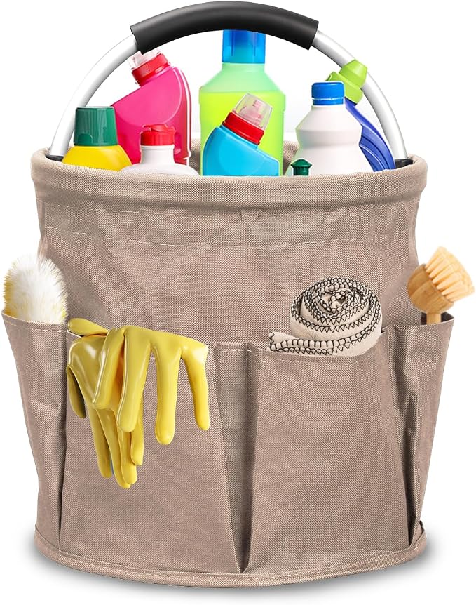 Qivine 17L Cleaning Caddy with Handle, Cleaning Supply Caddy Foldable Cleaning by Qivine