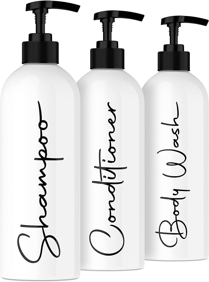 Alora 16oz Refillable Shampoo and Conditioner Dispenser Bottles by AloraHomeEssentials