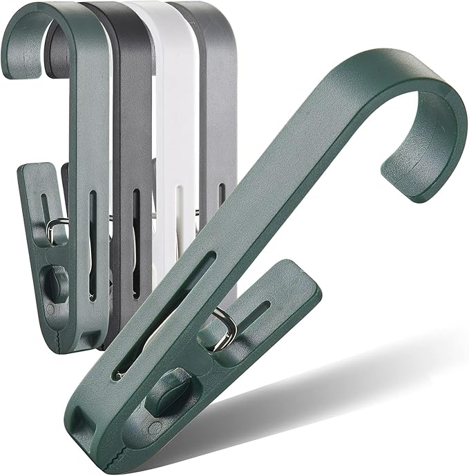 8 Pcs Large Clothes Pins Towel Clips, Strong Plastic Clothes Hanger. S Hook by MaxSparkling+life
