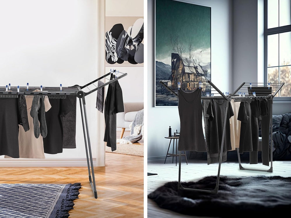 Leifheit Pegasus 150 Solid Slim Black Edition Clothes Airer, Stable Tumble Dr...