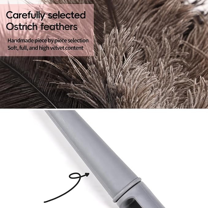 Feather Duster-Genuine Ostrich Feathers, Anti-Static, Reusable Eco-Friendly - Image 4