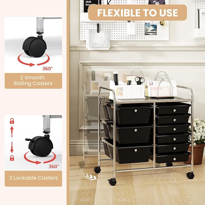 GOFLAME 9-Drawer Rolling Storage Cart, Mobile Utility Cart - Image 6