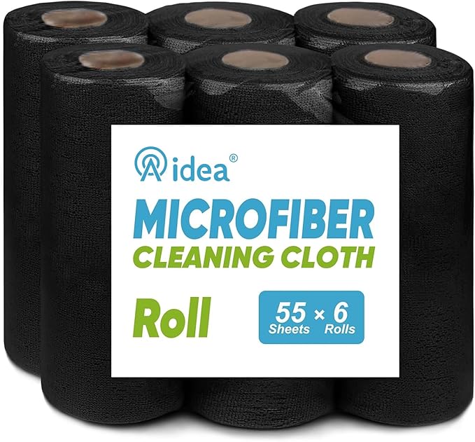 AIDEA Microfiber Cleaning Cloth 330 Sheets 6 Roll, Shop Rags Washable, Cleaning by AIDEAHOME