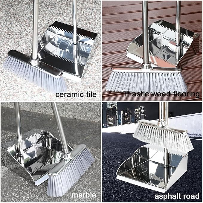 Broom and Dustpan Set, Soft Bristles Indoor Kitchen Broom - Image 8