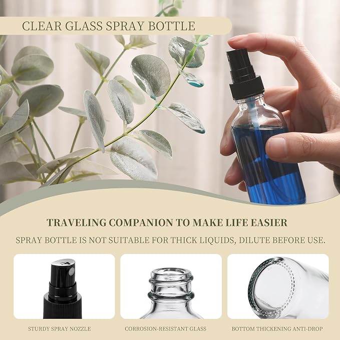 Clear Glass Small Spray Bottles 2 oz 48 Packs, Fine Mist Sprayer Pretty Finish - Image 4