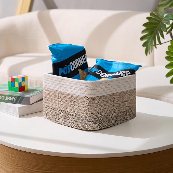 Small Organizing Baskets for Cubes Shelf, 9.7x9.7x7.1 Inch Rope Woven Storage - Image 5