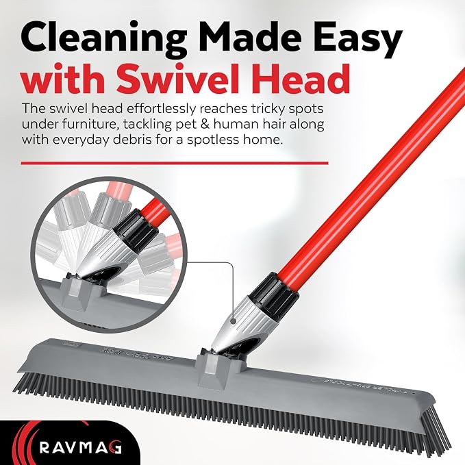 2-in-1 Silicone Rubber Broom Carpet Rake and Squeegee - Image 4