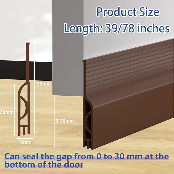 Under Door Draft Stopper, Self-Adhesive Door Sweep - Image 3