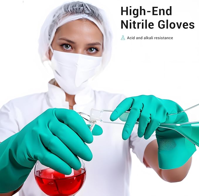 ThxToms Chemical Resistant Nitrile Gloves, Resist Household Acid, Solvent and - Image 4