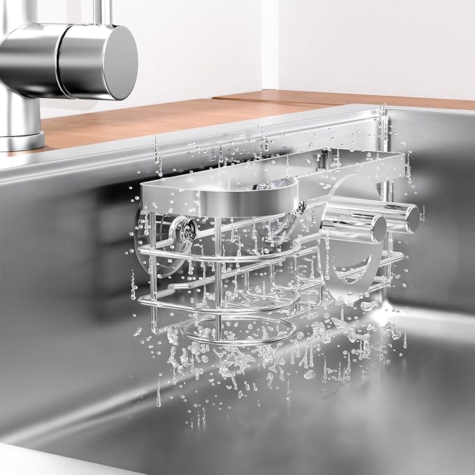 Cisily Smiley Sponge Holder for Kitchen Sink Caddy, Stainless Steel Movable - Image 6