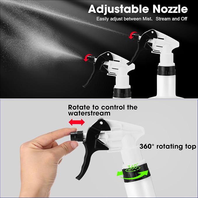 Eccliy 12 Pcs 16 Oz Plastic Spray Bottle, Adjustable Empty Reusable Sprayer - Image 3