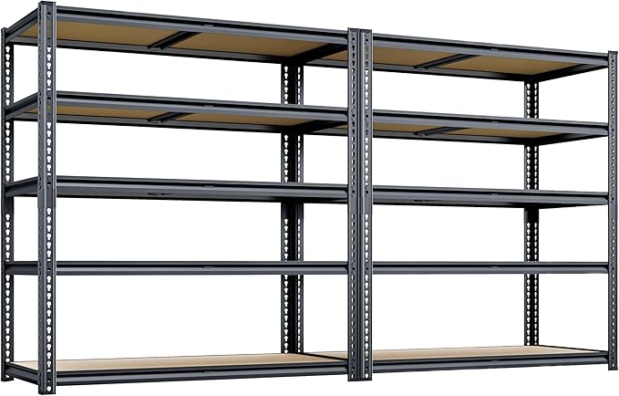 72"H Storage Shelves heavy duty, 2200LBS Garage Shelving, 5 Tier Metal Shelving by Unknown