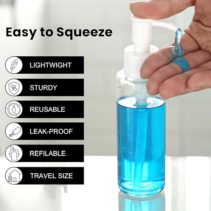 10 Pack 3.4 Oz/100ml Travel Pump Bottle TSA Approved Empty Plastic Pump Bottles - Image 4