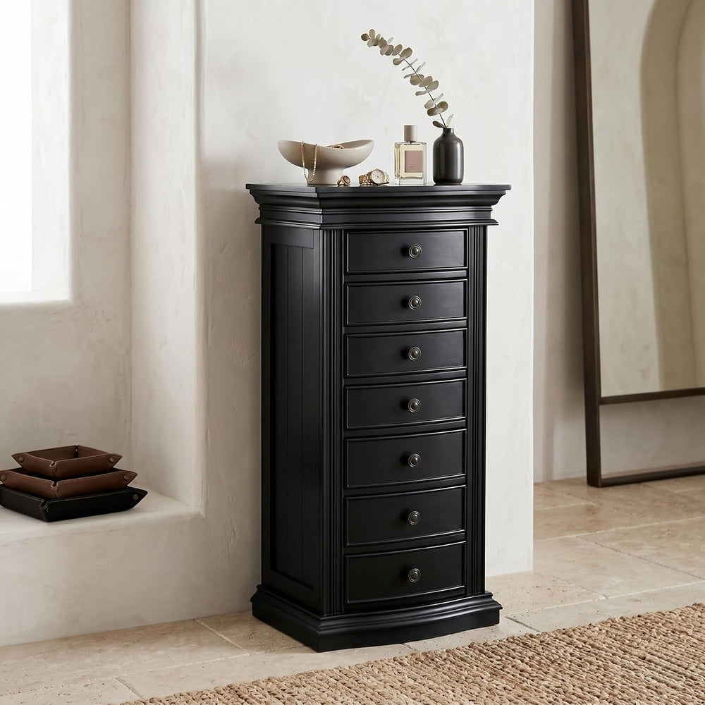 Hives and Honey Luke Standing Jewelry Armoire - Large 7-Drawer Wooden Organiz...