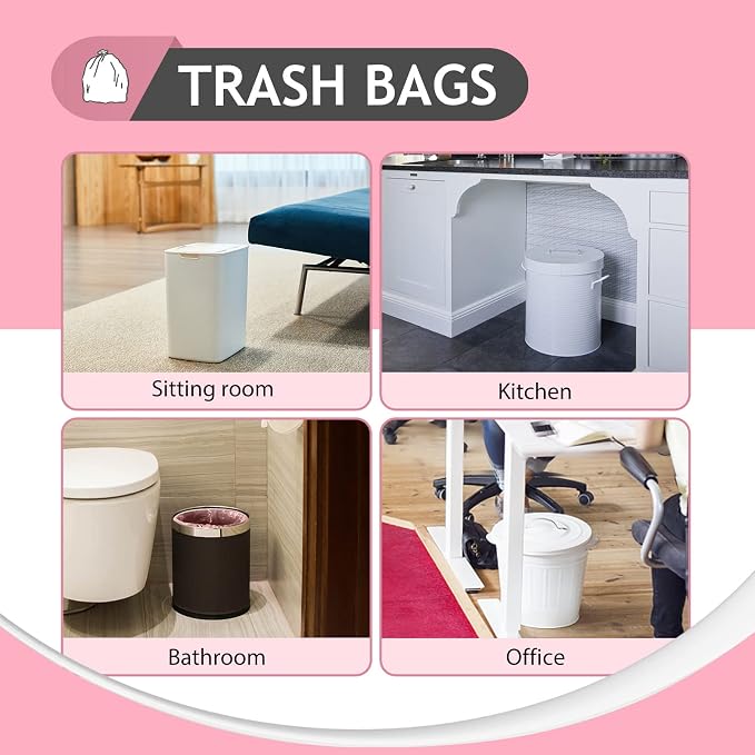Teivio 2 Gallon 120 Counts Strong Trash Bags Garbage Bags, Bathroom Trash Can - Image 5