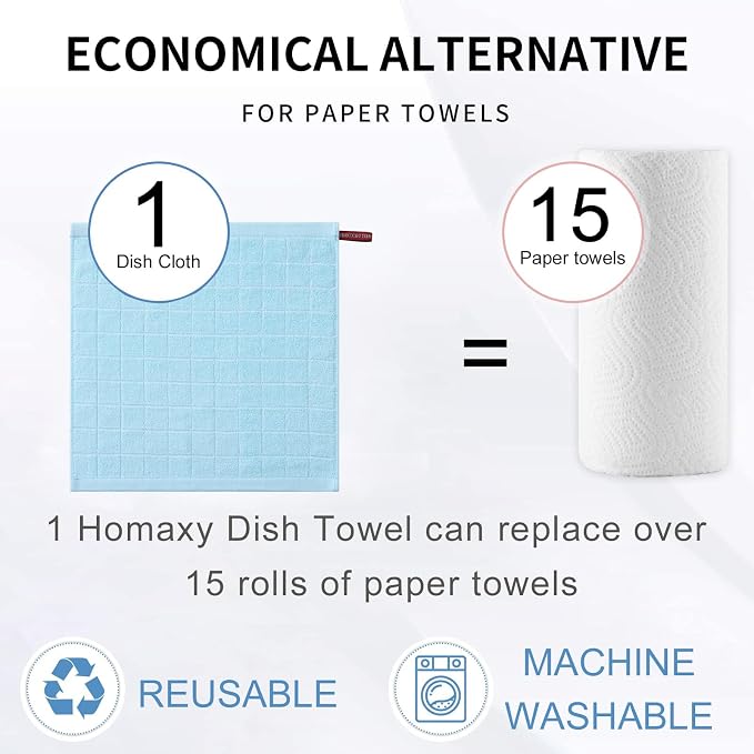 Homaxy 100% Cotton Terry Kitchen Dish Cloths, Ultra Soft and Absorbent Dish - Image 6
