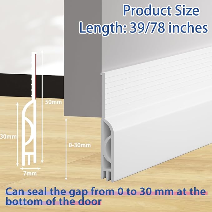 Under Door Draft Stopper, Self-Adhesive Door Sweep - Image 3