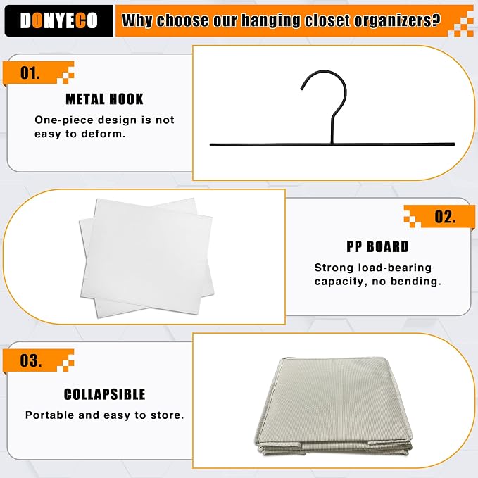 Hanging Closet Organizer, Easy Mount Foldable 5-Shelf Hanging Closet Wardrobe - Image 8