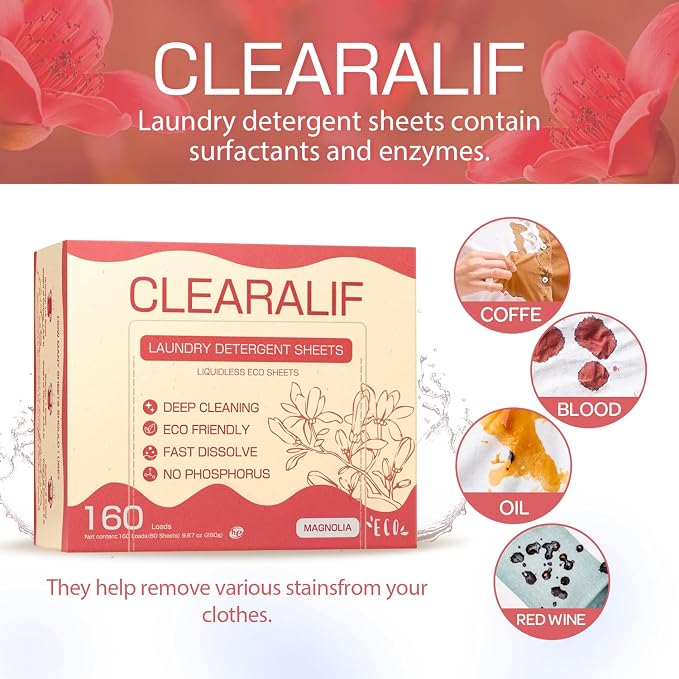CLEARALIF Laundry Detergent Sheets Up to 160 Loads, Magnolia - Image 2