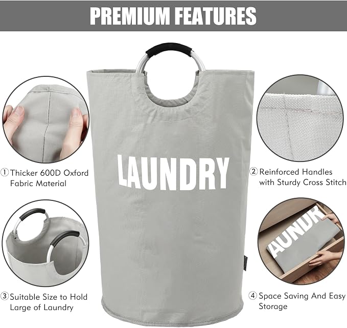 DOKEHOM 160L XX-Large Laundry Basket, Collapsible Laundry Bag, Foldable Laundry - Image 7