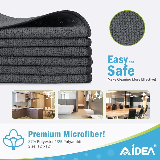 AIDEA Microfiber Cleaning Cloth-12PK, Soft Microfiber Towels - Image 2