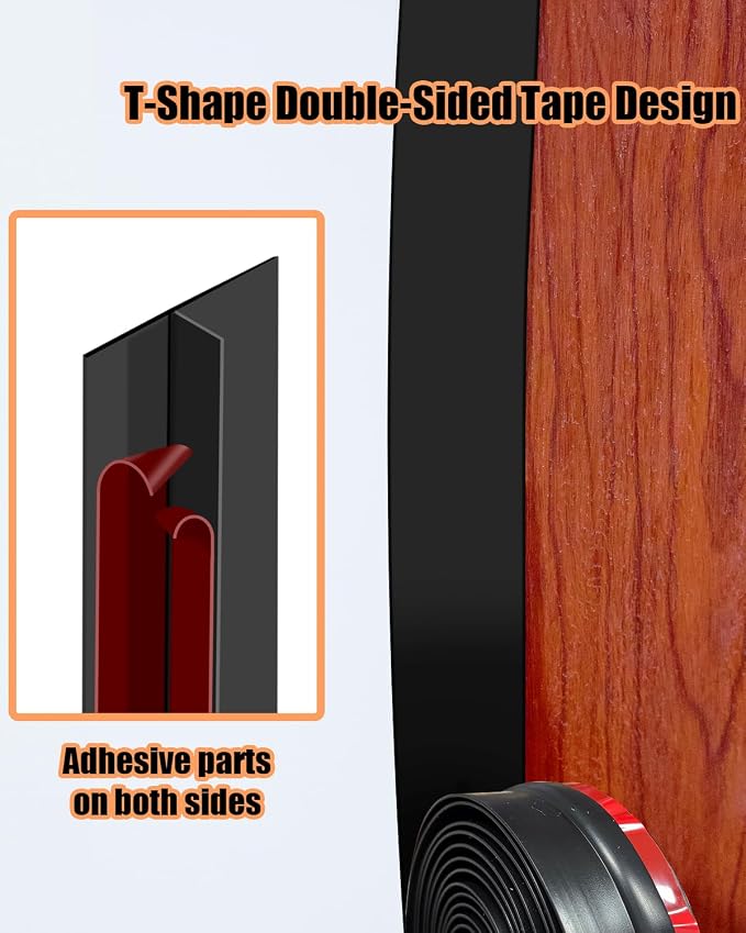 Orghtin T-Shaped Silicone Seal Strip, 10Ft Door Draft Stopper - Image 2