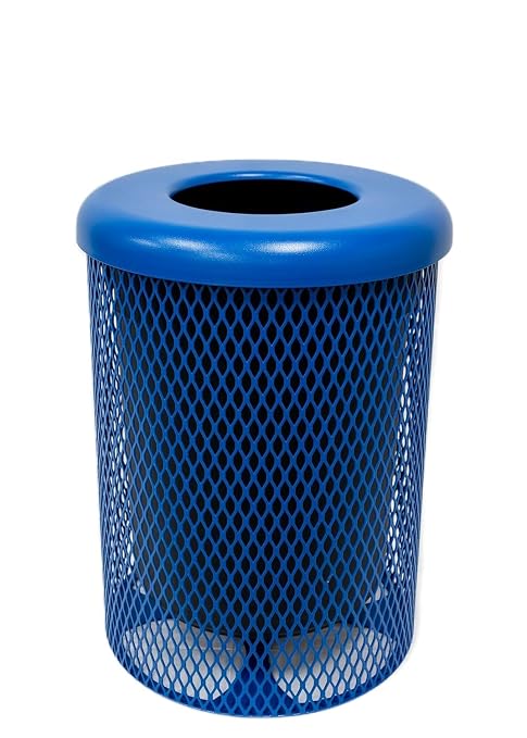 COATEDOUTDOORFURNITURE RFT-TXTLBL Heavy Duty Round Trash Receptacle by CoatedOutdoorFurniture