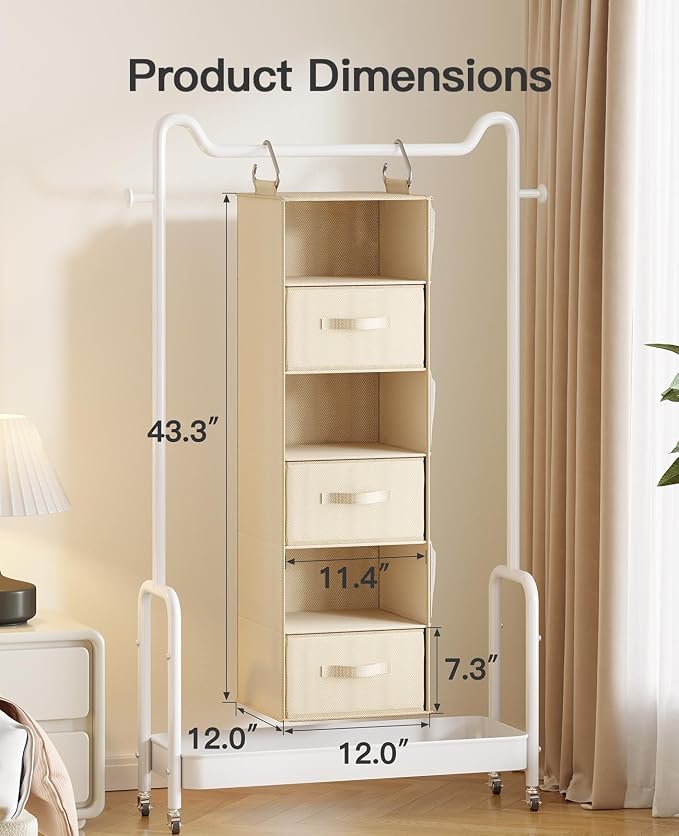 Pipishell Hanging Closet Organizer 6-Shelf, Hanging Shelves - Image 3