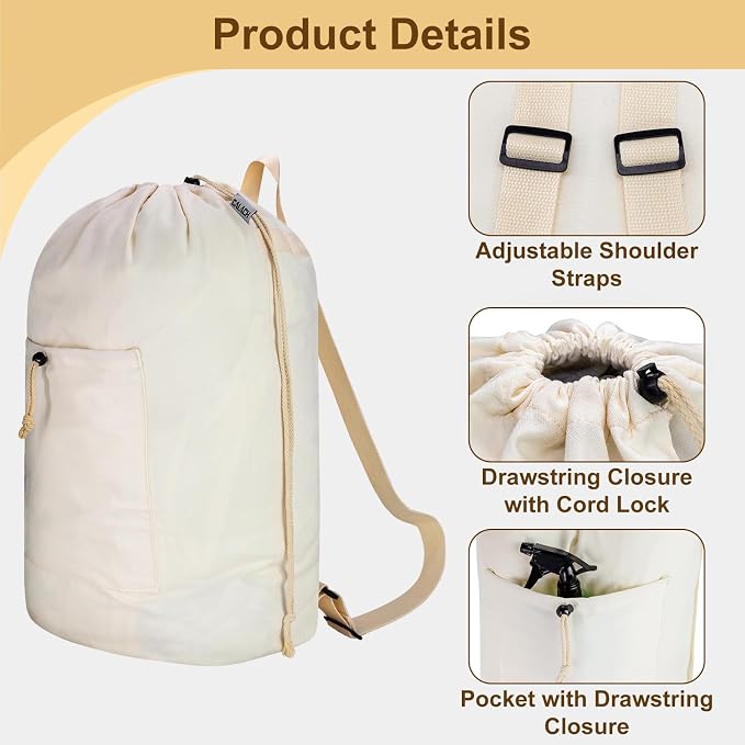 Laundry Bag Backpack, Canvas Laundry Bag - Image 5