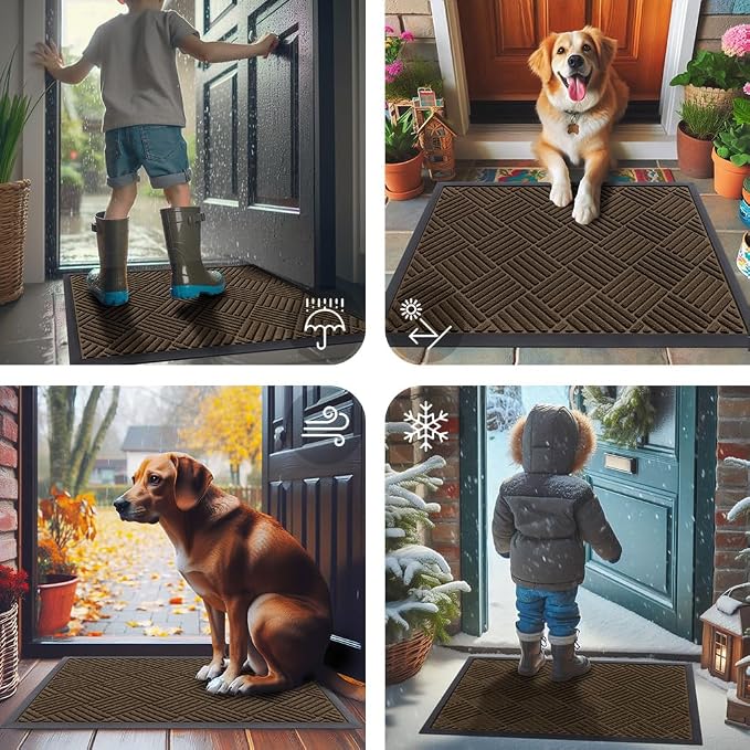 Smiry Front Door Mat Outside Entrance, Heavy Duty Outdoor Indoor Mat, Natural - Image 7