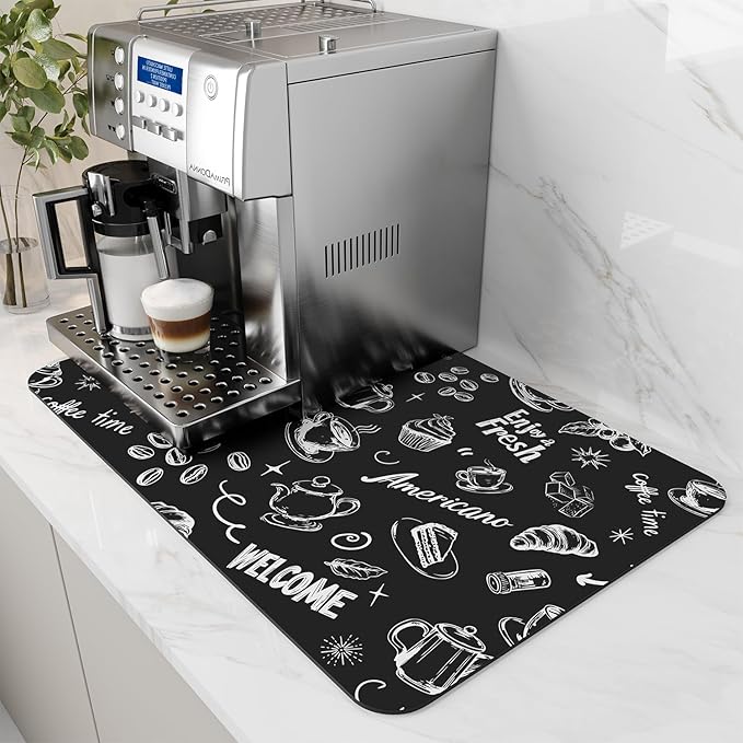 AMOAMI Coffee Mat Hide Stain Rubber Backed Absorbent Dish Drying Mat by AMOAMI