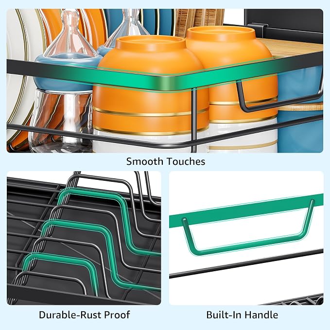 Dish Drying Rack for Kitchen Counter, Space-Saving Dish Rack, Sink Kitchen - Image 5