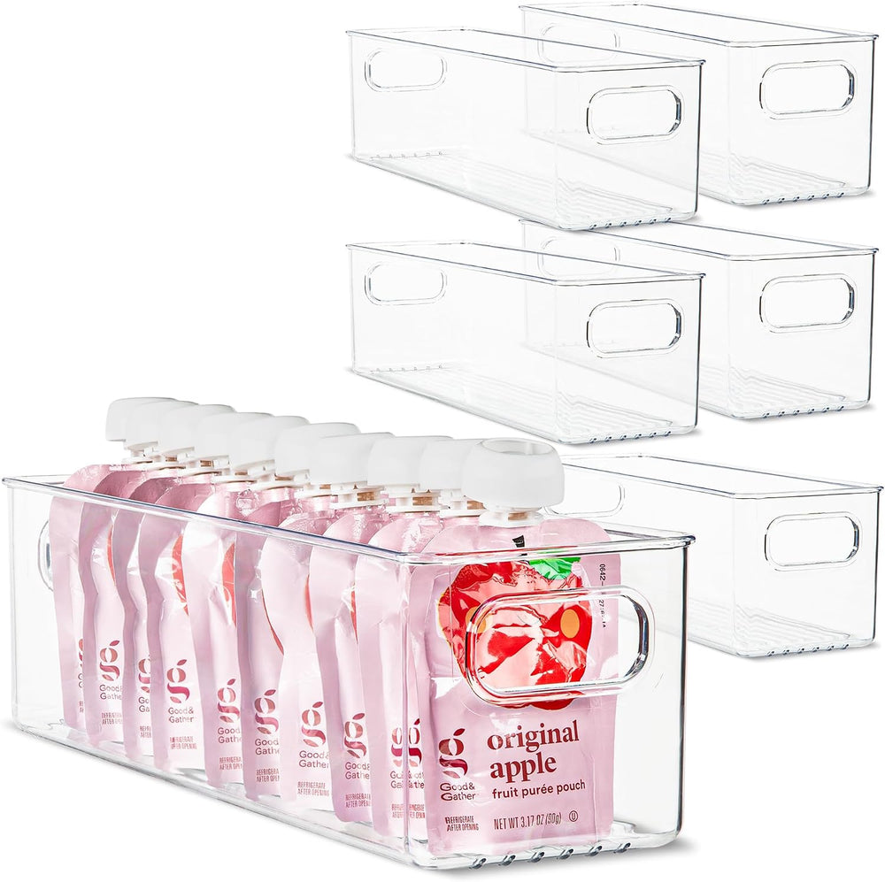 Plastic Food Storage 6 Pack Clear Container Bin