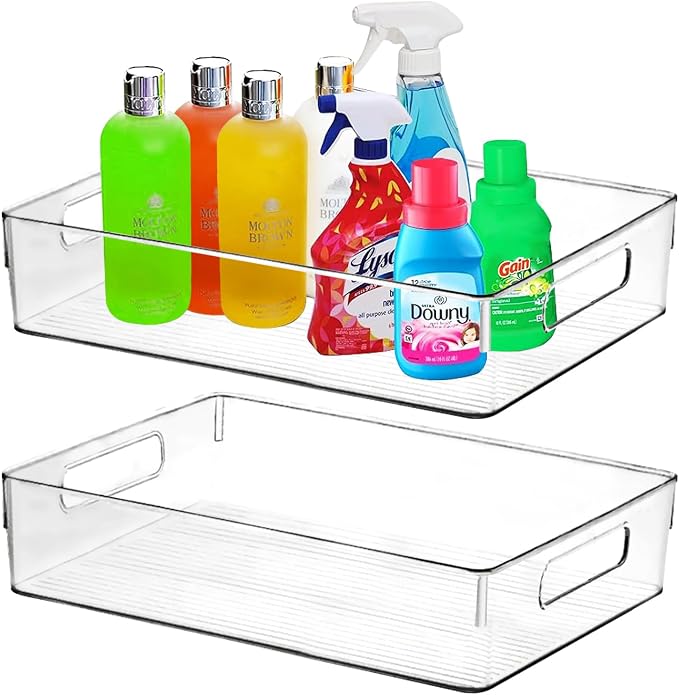 Clear Plastic Storage Bins, Large Fridge Organizer Plastic Bins, Pantry - Image 6