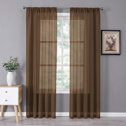 Tollpiz Sheer Curtains Bedroom Linen Textured Curtain Sheers Light Filtering by Tollpiz