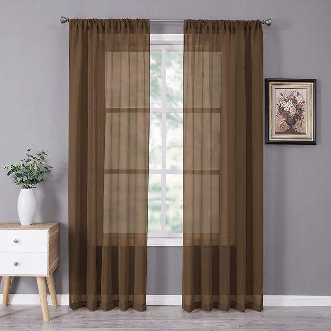 Tollpiz Sheer Curtain Linen Textured Bedroom Curtains Sheer Light Filtering Rod by Tollpiz