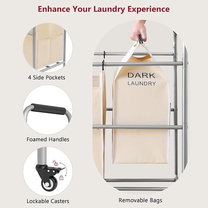 Tajsoon Laundry Sorter 5 Sections, Laundry Hamper - Image 5