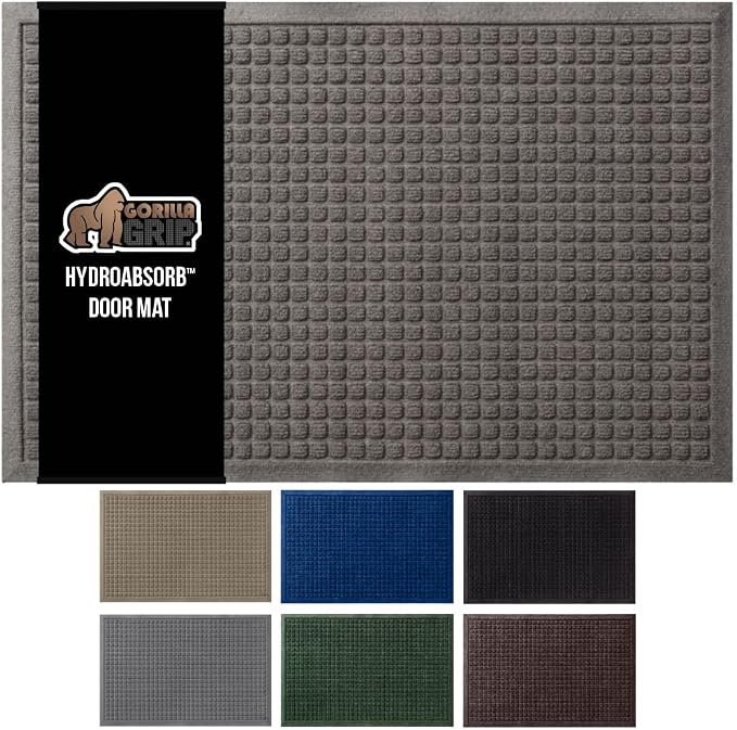 GORILLA GRIP Front Door Mat, Indoor Outdoor Ultra Absorbent HydroAbsorb Doormat by GorillaGrip