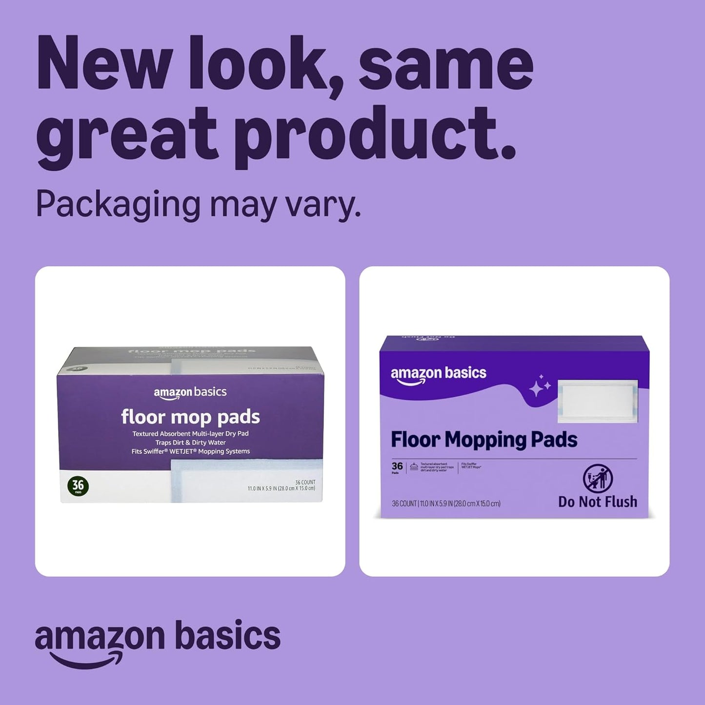 Amazon Basics Floor Cleaning Wet Mopping Pads, Super Absorbent, Fits Swiffer WetJet Mopping Systems, 36 Count, Packaging May Vary
